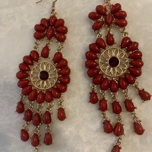 Red chandelier earrings